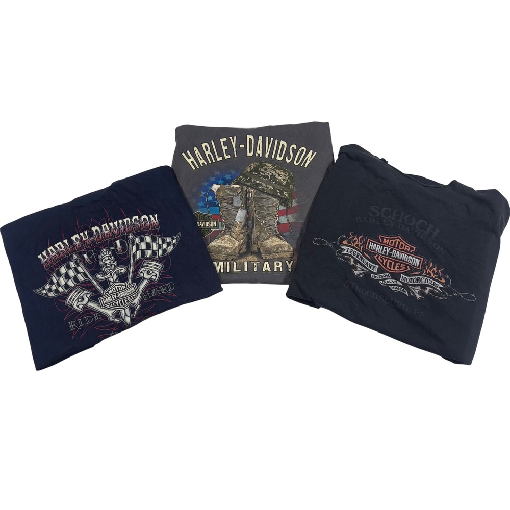 Harley Davidson Cut Off T-Shirts Lot of 3 Year 2000's Distressed